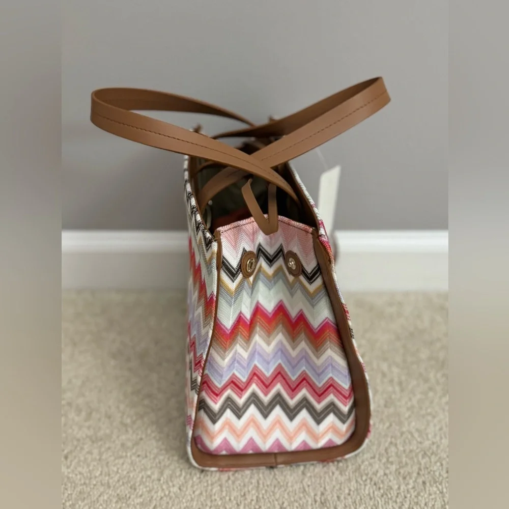 NWT MISSONI Chevron-pattern small cotton-blend tote bag purse - Picture 8 of 14